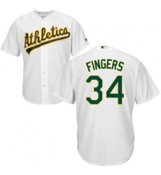 Men's Majestic Oakland Athletics #34 Rollie Fingers Replica White Home Cool Base MLB Jersey