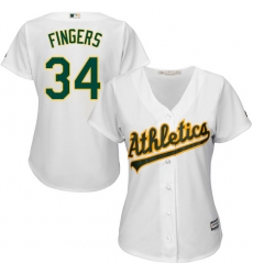 Women's Majestic Oakland Athletics #34 Rollie Fingers Replica White Home Cool Base MLB Jersey
