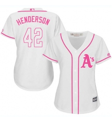 Women's Majestic Oakland Athletics #42 Dave Henderson Replica White Fashion Cool Base MLB Jersey