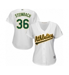 Women's Oakland Athletics #36 Terry Steinbach Authentic White Home Cool Base Baseball Jersey