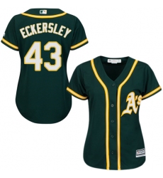 Women's Majestic Oakland Athletics #43 Dennis Eckersley Authentic Green Alternate 1 Cool Base MLB Jersey