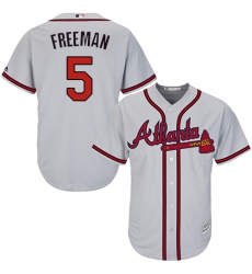 Youth Majestic Atlanta Braves #5 Freddie Freeman Authentic Grey Road Cool Base MLB Jersey