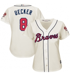 Women's Majestic Atlanta Braves #8 Bob Uecker Authentic Cream Alternate 2 Cool Base MLB Jersey