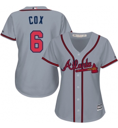 Women's Majestic Atlanta Braves #6 Bobby Cox Authentic Grey Road Cool Base MLB Jersey