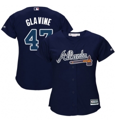 Women's Majestic Atlanta Braves #47 Tom Glavine Authentic Blue Alternate Road Cool Base MLB Jersey