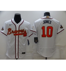 Men's Atlanta Braves #10 Chipper Jones White 2022 Gold Program Authentic Player Jersey