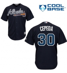 Youth Majestic Atlanta Braves #30 Orlando Cepeda Authentic Blue Alternate Road Cool Base MLB Jersey