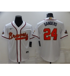 Men's Atlanta Braves #24 Deion Sanders Nike White 2022 Gold Program Authentic Player Jersey