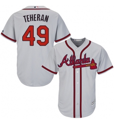 Youth Majestic Atlanta Braves #49 Julio Teheran Replica Grey Road Cool Base MLB Jersey