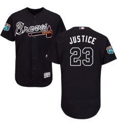 Men's Majestic Atlanta Braves #23 David Justice Navy Blue Alternate Flex Base Authentic Collection MLB Jersey
