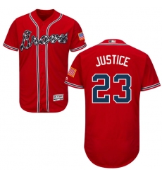 Men's Majestic Atlanta Braves #23 David Justice Red Alternate Flex Base Authentic Collection MLB Jersey