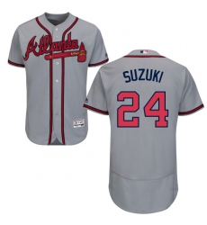 Men's Majestic Atlanta Braves #24 Kurt Suzuki Grey Flexbase Authentic Collection MLB Jersey