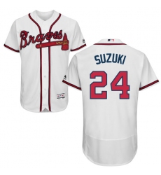 Men's Majestic Atlanta Braves #24 Kurt Suzuki White Flexbase Authentic Collection MLB Jersey