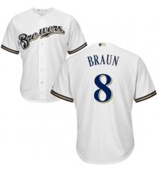 Youth Majestic Milwaukee Brewers #8 Ryan Braun Authentic White Home Cool Base MLB Jersey