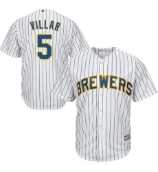 Youth Majestic Milwaukee Brewers #5 Jonathan Villar Authentic White Alternate Cool Base MLB Jersey