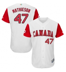 Men's Canada Baseball Majestic #47 Scott Mathieson White 2017 World Baseball Classic Authentic Team Jersey