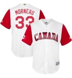 Men's Canada Baseball Majestic #33 Justin Morneau White 2017 World Baseball Classic Replica Team Jersey