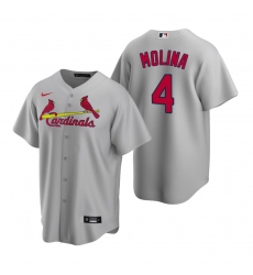 Men's Nike St. Louis Cardinals #4 Yadier Molina Light Blue Cooperstown Collection Road Stitched Baseball Jersey