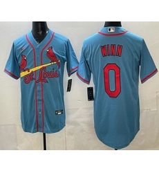 Men's St Louis Cardinals #0 Masyn Winn Blue Cool Base Jersey