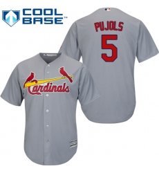 Youth Majestic St. Louis Cardinals #5 Albert Pujols Authentic Grey Road Cool Base MLB Jersey