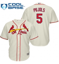 Youth Majestic St. Louis Cardinals #5 Albert Pujols Replica Cream Alternate Cool Base MLB Jersey