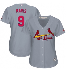 Women's Majestic St. Louis Cardinals #9 Roger Maris Authentic Grey Road Cool Base MLB Jersey