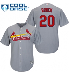 Youth Majestic St. Louis Cardinals #20 Lou Brock Replica Grey Road Cool Base MLB Jersey