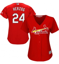 Women's Majestic St. Louis Cardinals #24 Whitey Herzog Authentic Red Alternate Cool Base MLB Jersey