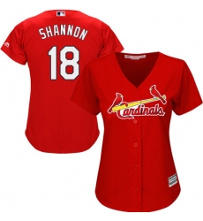 Women's Majestic St. Louis Cardinals #18 Mike Shannon Replica Red Alternate Cool Base MLB Jersey