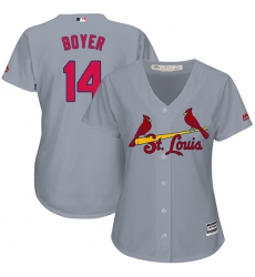 Women's Majestic St. Louis Cardinals #14 Ken Boyer Authentic Grey Road Cool Base MLB Jersey