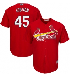 Youth Majestic St. Louis Cardinals #45 Bob Gibson Replica Red Alternate Cool Base MLB Jersey