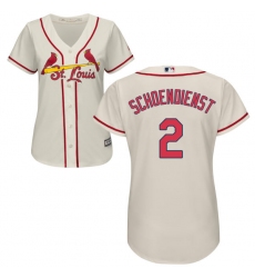 Women's Majestic St. Louis Cardinals #2 Red Schoendienst Authentic Cream Alternate Cool Base MLB Jersey