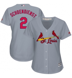 Women's Majestic St. Louis Cardinals #2 Red Schoendienst Authentic Grey Road Cool Base MLB Jersey