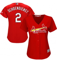Women's Majestic St. Louis Cardinals #2 Red Schoendienst Authentic Red Alternate Cool Base MLB Jersey