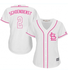 Women's Majestic St. Louis Cardinals #2 Red Schoendienst Authentic White Fashion Cool Base MLB Jersey