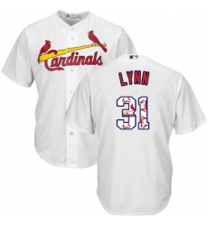 Men's Majestic St. Louis Cardinals #31 Lance Lynn Authentic White Team Logo Fashion Cool Base MLB Jersey