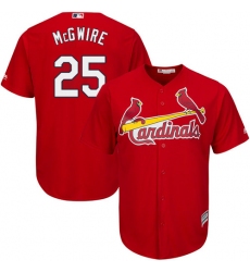 Youth Majestic St. Louis Cardinals #25 Mark McGwire Authentic Red Alternate Cool Base MLB Jersey