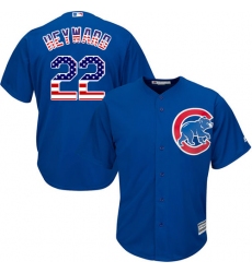 Men's Majestic Chicago Cubs #22 Jason Heyward Replica Royal Blue USA Flag Fashion MLB Jersey