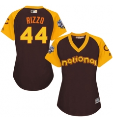 Women's Majestic Chicago Cubs #44 Anthony Rizzo Authentic Brown 2016 All-Star National League BP Cool Base MLB Jersey