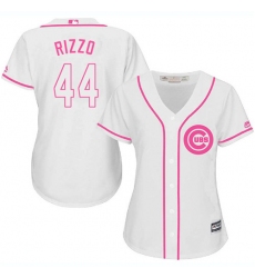 Women's Majestic Chicago Cubs #44 Anthony Rizzo Authentic White Fashion MLB Jersey