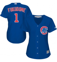 Women's Majestic Chicago Cubs #1 Kosuke Fukudome Authentic Royal Blue Alternate MLB Jersey