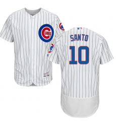 Men's Majestic Chicago Cubs #10 Ron Santo White Home Flex Base Authentic Collection MLB Jersey