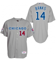 Men's Majestic Chicago Cubs #14 Ernie Banks Authentic Grey 1990 Turn Back The Clock MLB Jersey