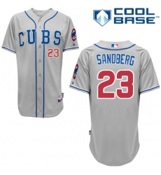 Men's Majestic Chicago Cubs #23 Ryne Sandberg Authentic Grey Alternate Road Cool Base MLB Jersey