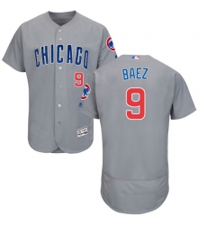 Men's Majestic Chicago Cubs #9 Javier Baez Grey Road Flex Base Authentic Collection MLB Jersey