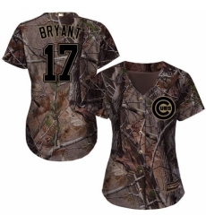Women's Majestic Chicago Cubs #17 Kris Bryant Authentic Camo Realtree Collection Flex Base MLB Jersey