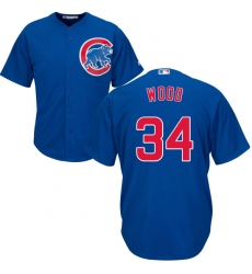 Youth Majestic Chicago Cubs #34 Kerry Wood Authentic Royal Blue Alternate Cool Base MLB Jersey