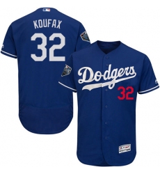 Men's Majestic Los Angeles Dodgers #32 Sandy Koufax Royal Blue Flexbase Authentic Collection 2018 World Series MLB Jersey