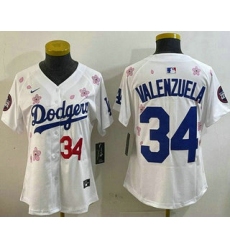 Women's Los Angeles Dodgers #34 Fernando Valenzuela White 2025 Tokyo Series Limited Jersey