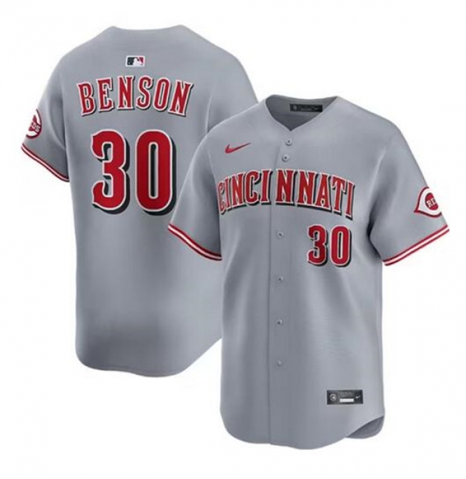 Men's Cincinnati Reds #30 Will Benson Gray Road Limited Stitched Baseball Jersey